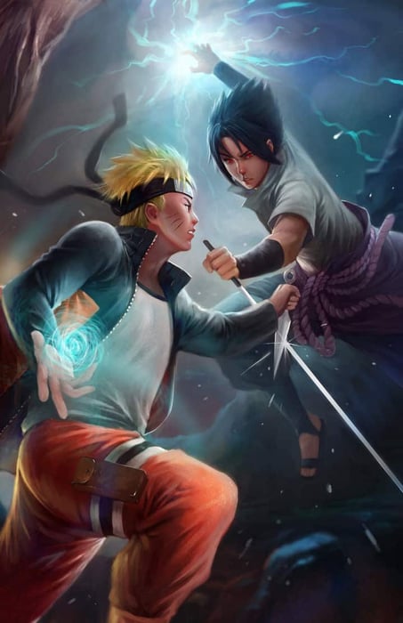 Bức tranh sống động của Naruto và Sasuke